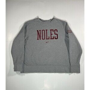 Nike FSU NOLES Felt Print Crewneck Florida State Seminoles Sweater Grey Size XXL